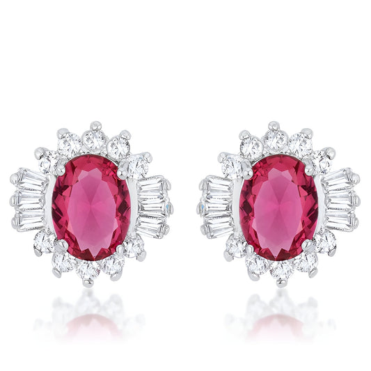CHRISALEE 3.3 CT RUBY CZ RHODIUM CLASSIC STUD EARRINGS - PIERGIORGIO CERRONI