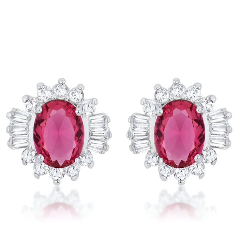 CHRISALEE 3.3 CT RUBY CZ RHODIUM CLASSIC STUD EARRINGS - PIERGIORGIO CERRONI