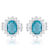 CHRISALEE 3.3 CT AQUA CZ RHODIUM CLASSIC STUD EARRINGS - PIERGIORGIO CERRONI