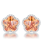 FLORAL CUT CHAMPAGNE CZ STUD EARRINGS