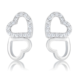 0.17 CT MELDED HEARTS RHODIUM AND CZ STUD EARRINGS