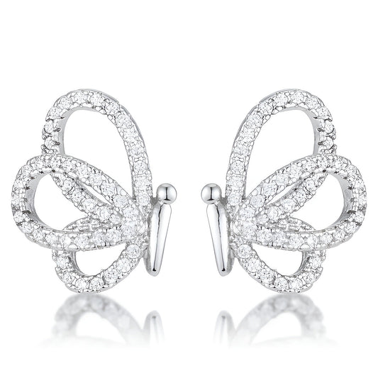 0.45 CT CZ BUTTERFLY STUD EARRINGS - PIERGIORGIO CERRONI