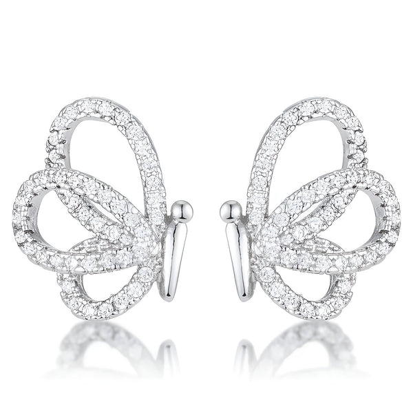 0.45 CT CZ BUTTERFLY STUD EARRINGS - PIERGIORGIO CERRONI