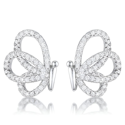 0.45 CT CZ BUTTERFLY STUD EARRINGS - PIERGIORGIO CERRONI