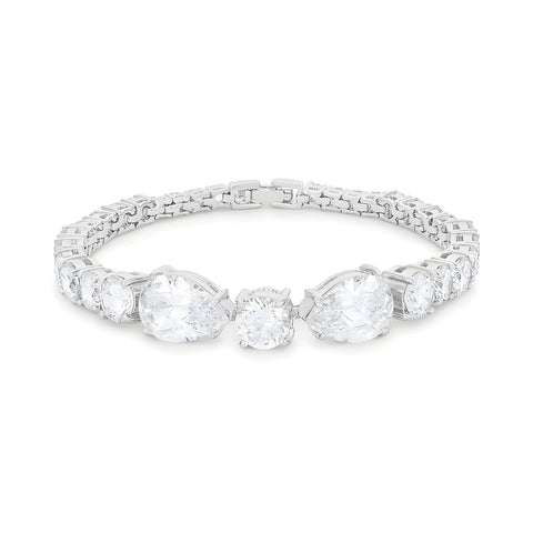 ELEGANT PEAR AND ROUND CUBIC ZIRCONIA TENNIS BRACELET - PIERGIORGIO CERRONI