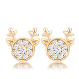 GOLD CLEAR CZ REINDEER EARRINGS