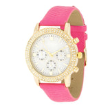 GOLD SHELL PEARL WATCH WITH CRYSTALS - PINK