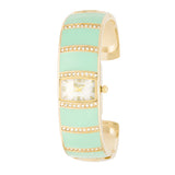 GOLD CUFF WATCH WITH CRYSTALS - MINT - PIERGIORGIO CERRONI