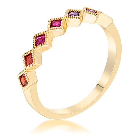 GOLD MULTI-COLOR SEPTEM PRINCESS CUT HALF ETERNITY BAND - PIERGIORGIO CERRONI