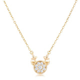 GOLD REVERSIBLE CHAMPAGNE CZ REINDEER PENDANT