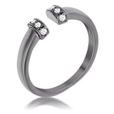 HEMATITE PETITE CZ CLEAR OPEN CUFF RING - PIERGIORGIO CERRONI