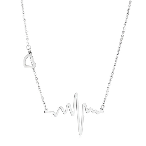 HIGH POLISH HEARTBEAT NECKLACE