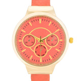 REYNA GOLD CORAL LEATHER CUFF WATCH