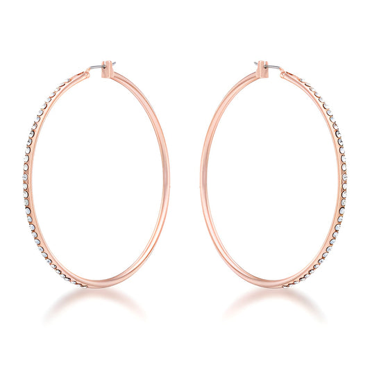 LARGE ROSEGOLD HOOP EARRINGS WITH CRYSTALS - PIERGIORGIO CERRONI