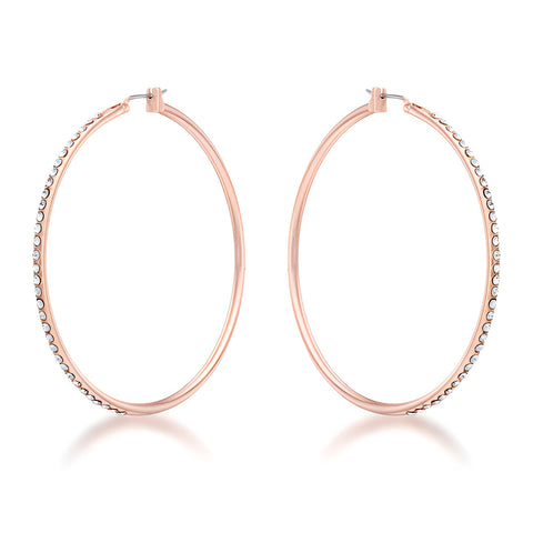 LARGE ROSEGOLD HOOP EARRINGS WITH CRYSTALS - PIERGIORGIO CERRONI