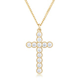 MICRO BEADED 18K GOLD CLEAR CZ CROSS PENDANT - PIERGIORGIO CERRONI