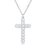 MICRO BEADED RHODIUM CLEAR CZ CROSS PENDANT - PIERGIORGIO CERRONI