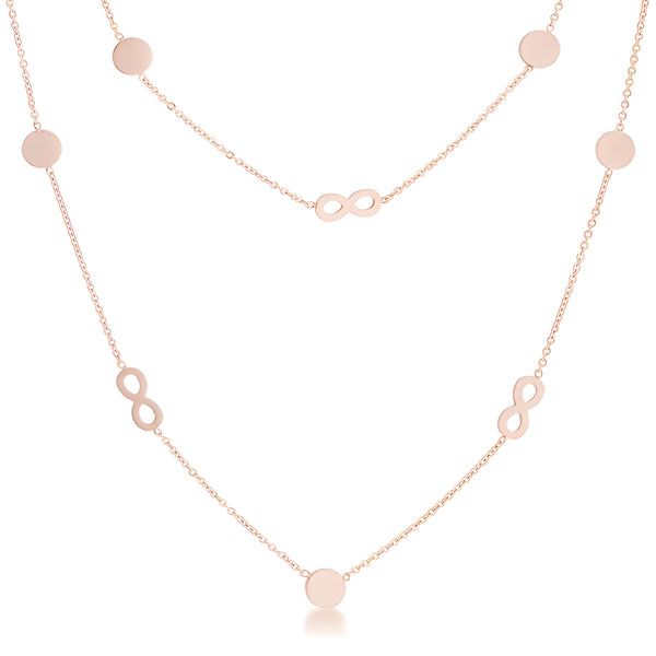 KRYSTAL ROSE GOLD INFINITY STATION LAYER NECKLACE