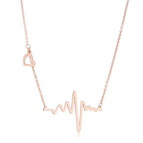 HANA ROSE GOLD DELICATE HEARTBEAT NECKLACE