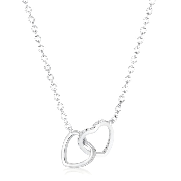 0.22 CT INTERLOCKING HEARTS NECKLACE WITH CZ