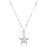 0.32 CT RHODIUM STAR NECKLACE WITH SHIMMERING CZ