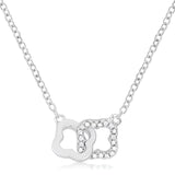 0.21 CT RHODIUM NECKLACE WITH FLORAL LINKS