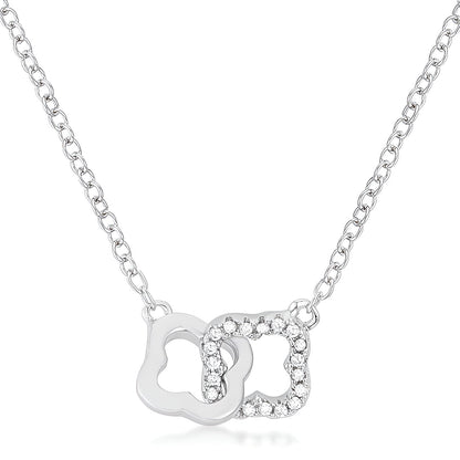 0.21 CT RHODIUM NECKLACE WITH FLORAL LINKS