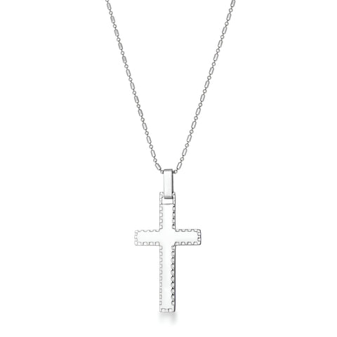 LARGE CROSS NECKLACE WITH LASER ETCHED DESIGN