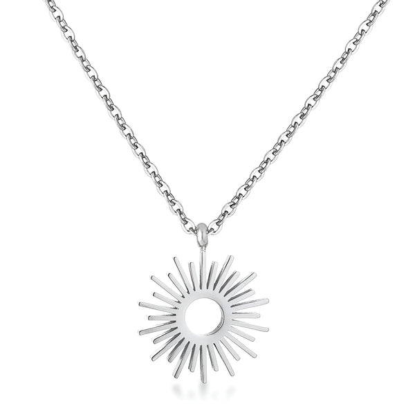 SILVERTONE SUNBURST NECKLACE