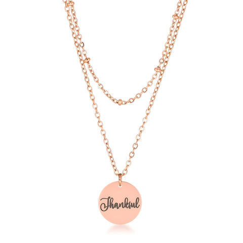 DELICATE ROSE GOLD THANKFUL NECKLACE - PIERGIORGIO CERRONI