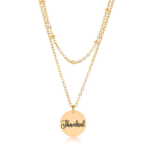 DELICATE 18K GOLD THANKFUL NECKLACE - PIERGIORGIO CERRONI