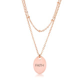 ROSE GOLD DOUBLE CHAIN FAITH NECKLACE - PIERGIORGIO CERRONI