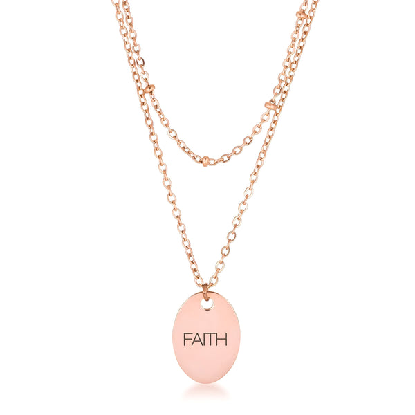 ROSE GOLD DOUBLE CHAIN FAITH NECKLACE - PIERGIORGIO CERRONI