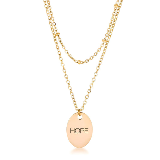 18K GOLD DOUBLE CHAIN HOPE NECKLACE - PIERGIORGIO CERRONI