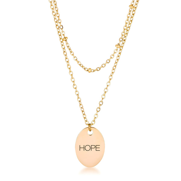 18K GOLD DOUBLE CHAIN HOPE NECKLACE - PIERGIORGIO CERRONI