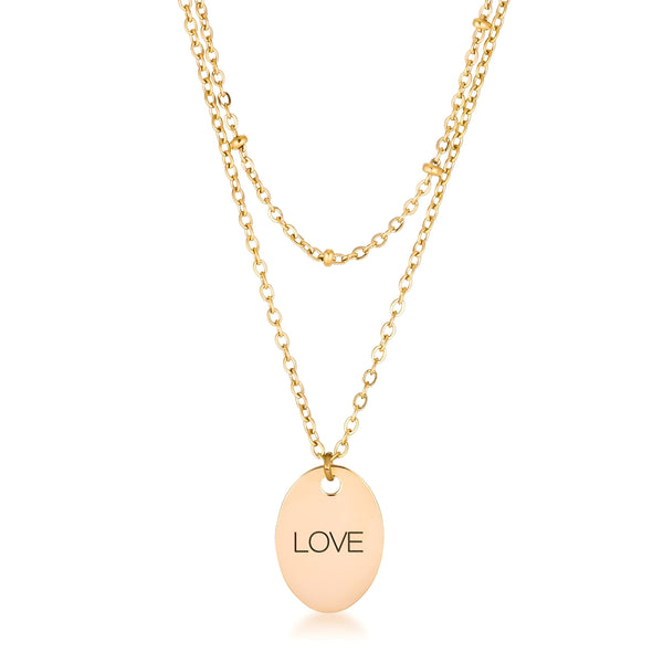 18K GOLD DOUBLE CHAIN LOVE NECKLACE - PIERGIORGIO CERRONI