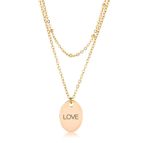 18K GOLD DOUBLE CHAIN LOVE NECKLACE - PIERGIORGIO CERRONI