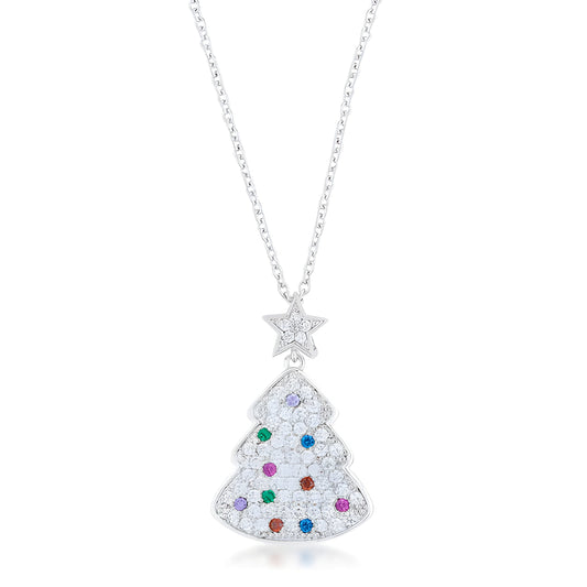 MULTICOLOR CHRISTMAS TREE DROP NECKLACE