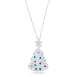 MULTICOLOR CHRISTMAS TREE DROP NECKLACE