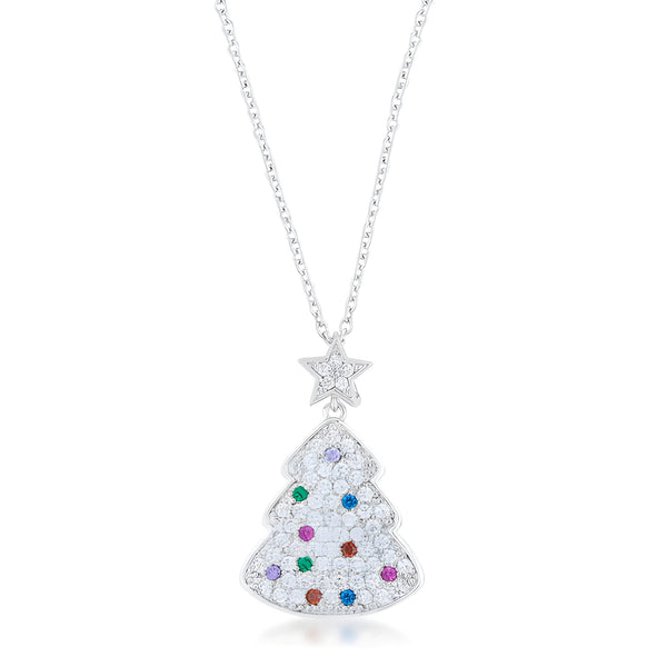 MULTICOLOR CHRISTMAS TREE DROP NECKLACE