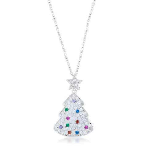 MULTICOLOR CHRISTMAS TREE DROP NECKLACE