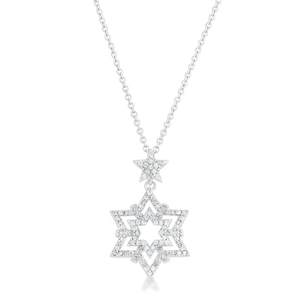 STELLA 0.3 CT CZ RHODIUM STAR DROP NECKLACE