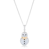 0.35 CT CZ TWO-TONE SNOWMAN PAVE HOLIDAY PENDANT