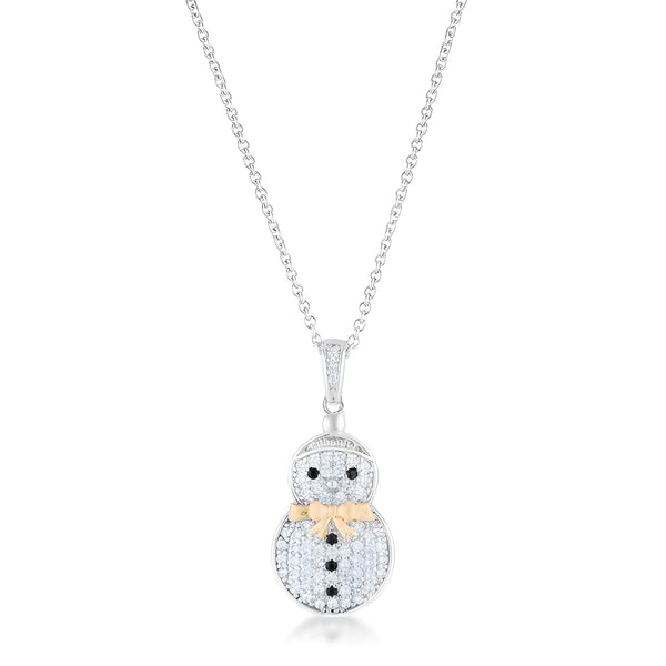 0.35 CT CZ TWO-TONE SNOWMAN PAVE HOLIDAY PENDANT