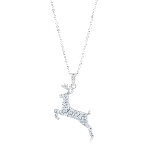 0.35 CT CZ RHODIUM REINDEER PAVE HOLIDAY PENDANT