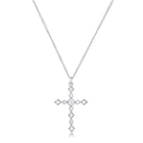 DAINTY ART DECO RHODIUM CLEAR CZ CROSS PENDANT - PIERGIORGIO CERRONI