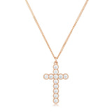 MICRO BEADED ROSE GOLD CLEAR CZ CROSS PENDANT - PIERGIORGIO CERRONI