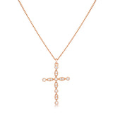 DELICATE VINTAGE ROSE GOLD CLEAR CZ CROSS PENDANT - PIERGIORGIO CERRONI