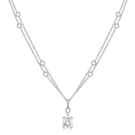 SOLITAIRE PENDANT ON DOUBLE CHAIN