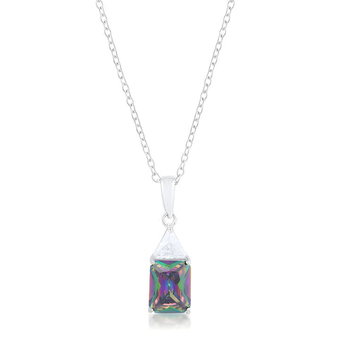 CLASSIC MYSTIC CUBIC ZIRCONIA RHODIUM DROP NECKLACE